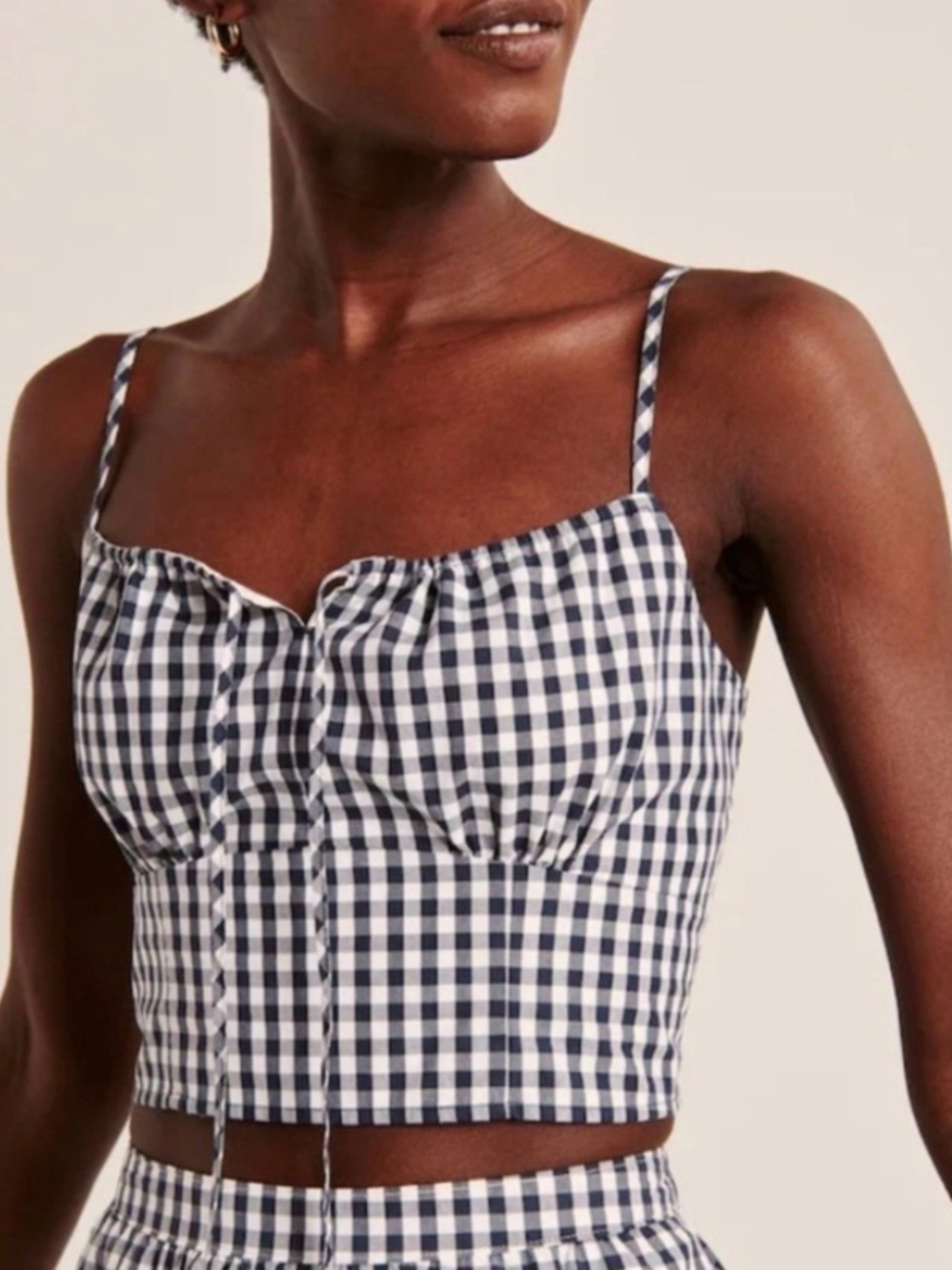 Abercrombie & Fitch | navy/white gingham crop top